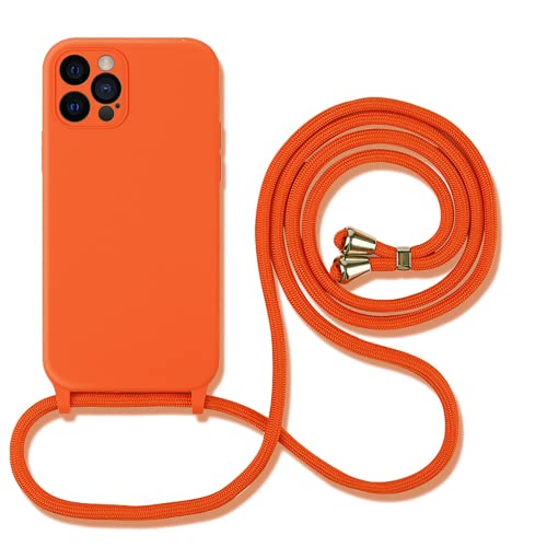 Hadwii für iPhone 13 mit Band Handykette Handyhülle für zum Umhängen Kameraschutz Weiches Silikon Necklace Schutzhülle mit Mikrofaser-Innenfutter Kratzfestes Stoßfestes Cover, Orange von Hadwii