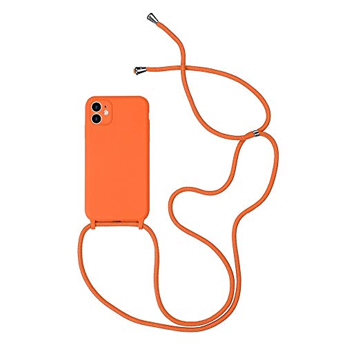Hadwii iPhone 11 Pro Hülle mit Band Handykette Necklace Handyhülle Dünne Soft Liquid Silikon Schutzhülle mit Kordel zum Umhängen Case TPU Bumper Cover für iPhone 11 Pro, Orange von Hadwii