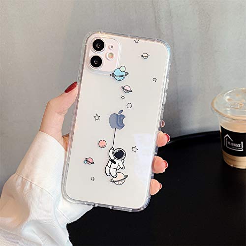 Hadwii iPhone 12 Hülle, iPhone 12 Handyhülle Transparent Kreativer Astronaut Muster Ultra Dünn Weich TPU Schutzhülle Ultra Dünn Stoßfest Antikratz TPU Bumper Case Cover für iPhone 12 von Hadwii