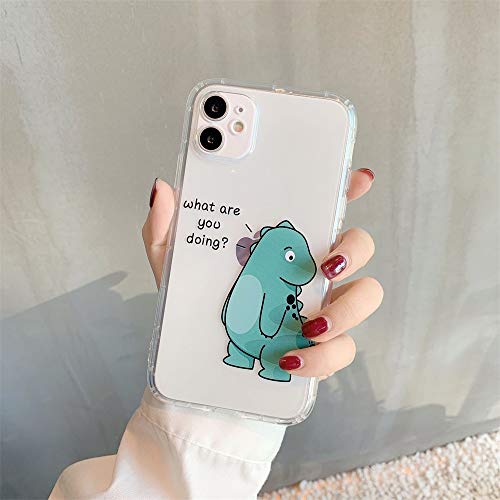 Hadwii iPhone 12 Hülle Transparent Dinosaurier Muster Weiche Ultra Dünn Silikon Paare Handyhülle Fallschutz TPU Bumper Schutzhülle Case Cover für iPhone 12 (6, 1''), Dinosaurier Grün von Hadwii