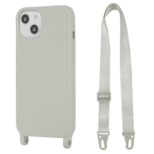 Hadwii iPhone 13 Hülle mit Band Handykette Necklace Beige Handyhülle Weich Mikrofaser-Innenfutter Schutzhülle mit Nylon Schultergurt Kordel zum Umhängen Einstellbar Bumper Silikon Cover von Hadwii