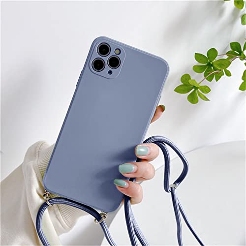 Hadwii iPhone 14 Plus Hülle mit Band Handykette HandyHülle, Weich TPU Silikon Schutzhülle mit Kordel zum Umhängen Einstellbar Necklace Case Cover für iPhone 14 Plus - Lavendelgrau von Hadwii