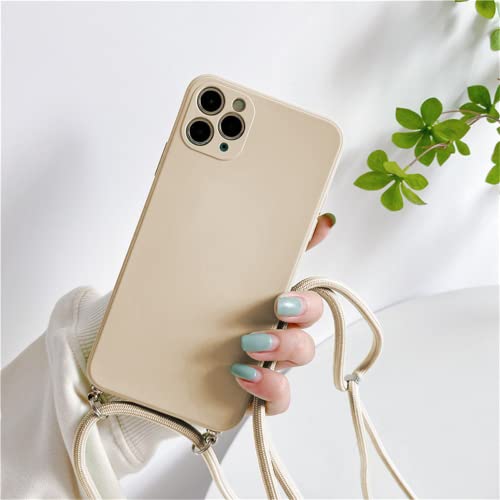 Hadwii iPhone 14 Pro Hülle mit Band Handykette HandyHülle, Weich TPU Silikon Schutzhülle mit Kordel zum Umhängen Einstellbar Necklace Case Cover für iPhone 14 Pro - Weizen von Hadwii