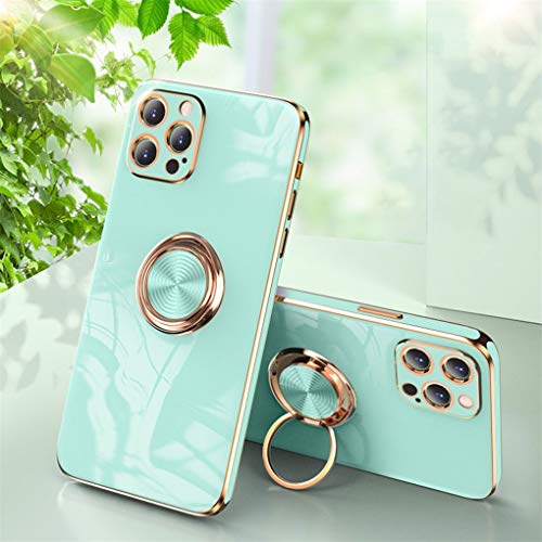 Hadwii iPhone XS Hülle, iPhone X Handyhülle Silikon mit 360 Grad Ring Ständer Glänzend Weiche Stoßfest Schutzhülle Magnetische Cover für iPhone XS X, Hellblau von Hadwii