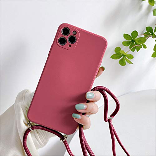 Handykette Hülle für iPhone 11 Pro HandyHülle mit Kordel zum Umhängen, Soft TPU Silikon Cover mit Band Hülle [Einstellbar] [Abnehmbar] Necklace Case für iPhone 11 Pro - Rose Red von Hadwii