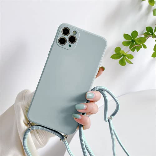 Handykette Hülle für iPhone 13 Mini HandyHülle mit Kordel zum Umhängen, Soft TPU Silikon Cover mit Band Hülle [Einstellbar] [Abnehmbar] Necklace Case für iPhone 13 Mini - Hellblau von Hadwii