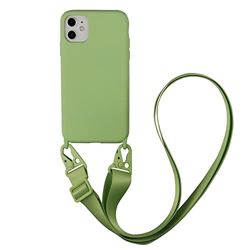 Handykette für iPhone 12 Pro/iPhone 12 Hülle mit Band Weich Flüssiges Silikon Grün Handyhülle mit Kordel zum Umhängen Schutzhülle TPU Bumper Stoßfeste Case für iPhone 12 Pro/12, Hellgrün von Hadwii