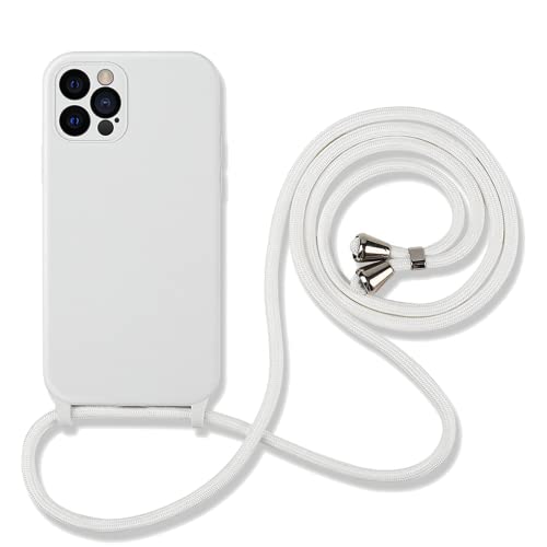 Handykette für iPhone 14 Hülle mit Band Soft Silikon mit Mikrofaser-Innenfutter Necklace Handyhülle mit Kordel zum Umhängen Einstellbar iPhone 14 Case - Weiß von Hadwii