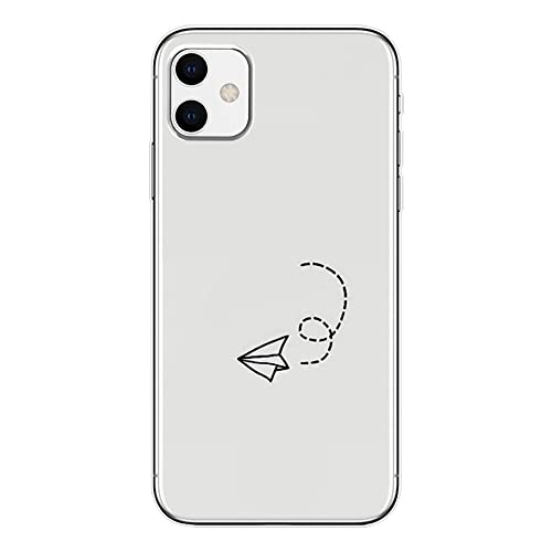 Hülle für iPhone 12 Pro/12 + 1 Panzerglas Schutzfolie, mit Kreatives Muster Silikon HandyHülle Transparent Ultra Dünn Weiche Slim Stoßfest SchutzHülle für iPhone 12 Pro/12, Papierflieger von Hadwii