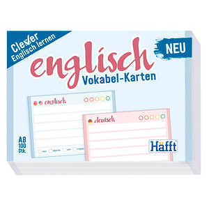 100 Häfft® Verlag Karteikarten Vokabel-Karten Englisch DIN A8 blau/rosa liniert von Häfft® Verlag