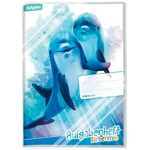 Häfft® Verlag Hausaufgabenheft Farbenfroh Delfine liniert DIN A5 ohne Rand, 96 Blatt von Häfft® Verlag
