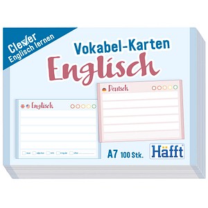 Häfft® Verlag Karteikarten Vokabel-Karten Englisch DIN A7 blau/rosa liniert von Häfft® Verlag