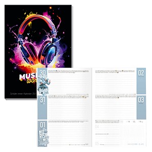 Häfft® Verlag Schülerkalender Music On World Off August 2025 - Juli 2026 schwarz von Häfft® Verlag