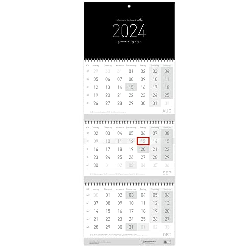 3-Monatskalender 2024 Wandkalender mit Datumsschieber [Black Edition] Dez 2023 - Jan 2025 | Bürokalender, Officekalender, Wandplaner mit Ferienterminen, Jahresübersicht |nachhaltig & klimaneutral von Häfft