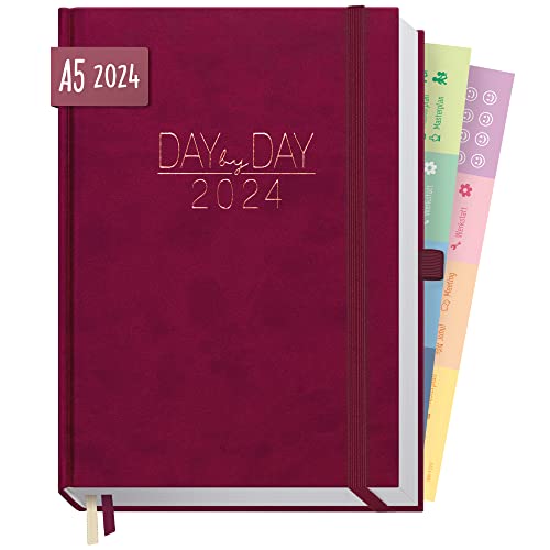 Chäff Organizer Day by Day Deluxe 2024 A5 [Berry] 1 Tag 1 Seite | Hardcover Tageskalender 2024 A5, Tagesplaner, Terminkalender, Terminplaner, Kalender | nachhaltig & klimaneutral von Häfft