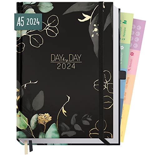 Chäff Organizer Day by Day Deluxe 2024 A5 [Mondscheinblüten] 1 Tag 1 Seite | Hardcover Tageskalender 2024 A5, Tagesplaner, Terminkalender, Terminplaner, Kalender | nachhaltig & klimaneutral von Häfft