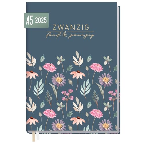 Häfft® Chäff-Timer Classic Kalender 2025 A5 "Flying Flowers" Buchkalender, Terminplaner, Terminkalender, Wochenplaner für 12 Monate: Jan. 2025 bis Dez. 2025 - nachhaltig & klimafreundlich von Häfft