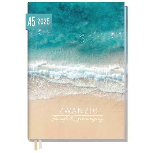 Häfft® Chäff-Timer Classic Kalender 2025 A5 "Summer Beach" Buchkalender, Terminplaner, Terminkalender, Wochenplaner für 12 Monate: Jan. 2025 bis Dez. 2025 - nachhaltig & klimafreundlich von Häfft