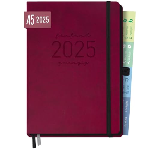 Häfft® Chäff-Timer Deluxe Kalender 2025 A5 "Berry" Buchkalender, Terminkalender, Terminplaner mit Stiftschlaufe, Gummiband & Einstecktasche - nachhaltig & klimafreundlich von Häfft