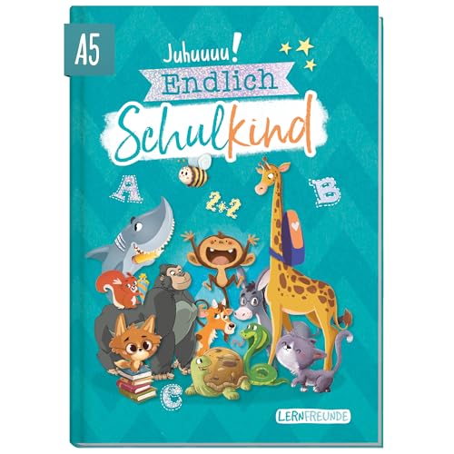 Häfft® Endlich Schulkind A5 Erinnerungsalbum zur Einschulung "Rasselbande" Hardcover Einschulungsbuch Schulanfang, erster Schultag, Geschenk für die Schultüte - nachhaltig & klimafreundlich von Häfft