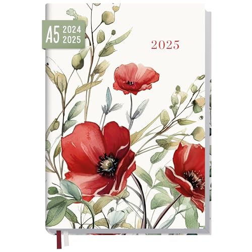 Häfft® Chäff-Timer Classic Kalender 2024/2025 A5 "Wild Poppy" Buchkalender, Terminplaner, Terminkalender, Wochenplaner für 18 Monate: Juli 2024 bis Dez. 2025 - nachhaltig & klimafreundlich von Häfft