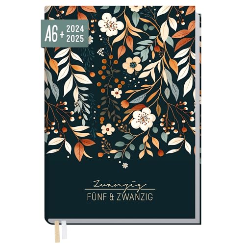 Häfft® Chäff-Timer Mini Taschenkalender 2024/2025 A6+ "Pretty Flowers" Terminplaner klein mit 1 Woche auf 2 Seiten, Wochenplaner, Organizer - nachhaltig & klimafreundlich von Häfft