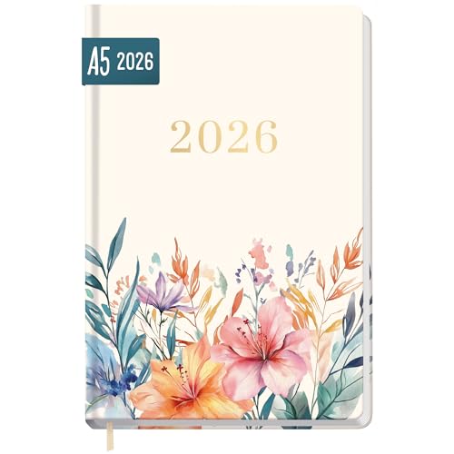 Häfft® Großdruck-Kalender 2026 mit extra großer Schrift & Zahlen - Hardcover Wochenplaner "Hibiskus" - nachhaltig & klimafreundlich von Häfft
