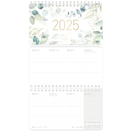 Häfft® Pocket Wochen-Tischkalender 2025 klein, quer "Blattgold" 9,7 x 16,1 cm, 1 Woche 2 Seiten, Mini Wochenkalender, Schreibtisch-Kalender - nachhaltig & klimafreundlich von Häfft