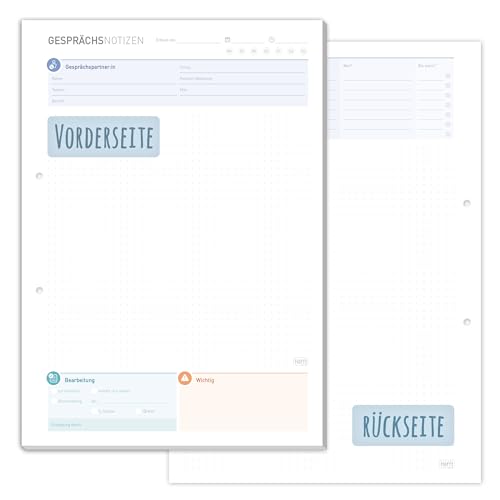 Häfft® Gesprächsnotizen Block A4, 50 Blatt - Notizblock für Telefonnotizen, Anrufnotizen und mehr - nachhaltig & klimaneutral von Häfft