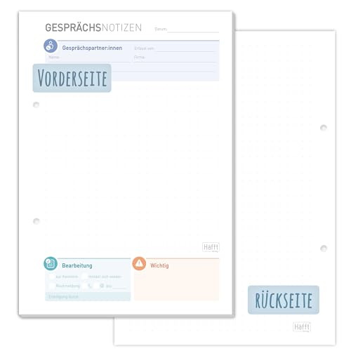 Häfft Gesprächsnotizen Block A5, 50 Blatt - Notizblock für Telefonnotizen, Anrufnotizen und mehr - nachhaltig & klimaneutral von Häfft