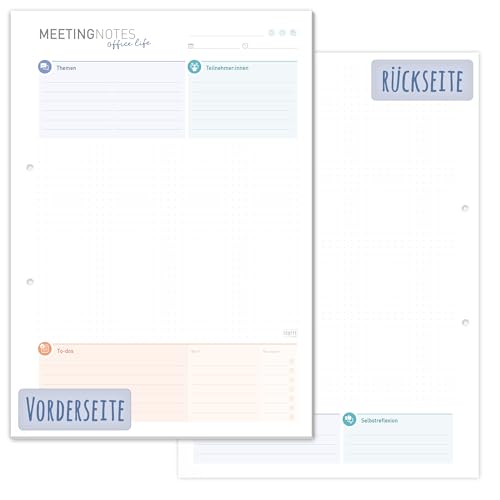 Häfft® Meeting-Notes Block A4 mit 50 Blatt & Lochung - für Besprechungen und Projekte - klimaneutral & nachhaltig von Häfft