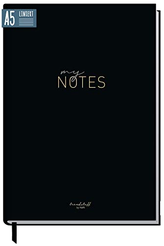 Notizbuch A5 liniert [Black Edition Gold] von Trendstuff by Häfft | 124 Seiten, 62 Blatt | ideal als Tagebuch, Bullet Journal, Ideenbuch, Schreibheft | nachhaltig & klimaneutral von Häfft