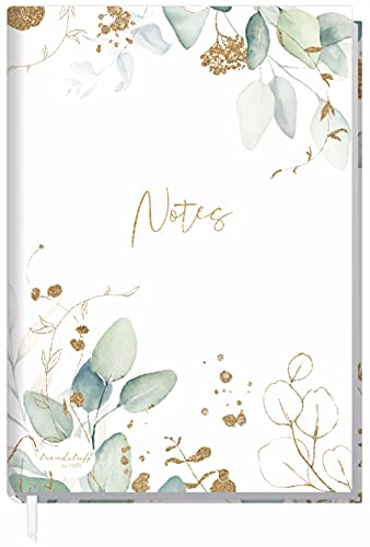 Notizbuch A5 liniert "Blattgold" von Trendstuff by Häfft - 124 Seiten, 62 Blatt - ideal als Tagebuch, Bullet Journal, Ideenbuch, Schreibheft - nachhaltig & klimafreundlich von Häfft