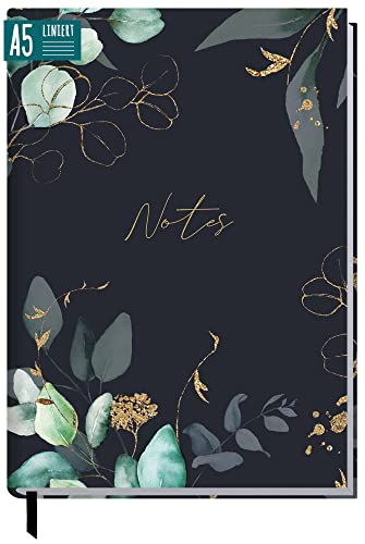 Notizbuch A5 liniert [Mondscheinblüten] von Trendstuff by Häfft | 124 Seiten, 62 Blatt | ideal als Tagebuch, Bullet Journal, Ideenbuch, Schreibheft | nachhaltig & klimafreundlich von Häfft