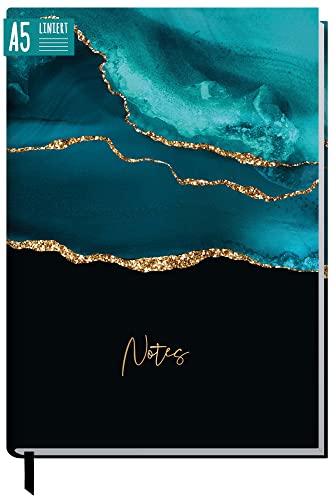 Häfft Notizbuch A5 liniert Shiny Teal von Trendstuff by 124 Seiten, 62 Blatt - ideal als Tagebuch, Bullet Journal, Ideenbuch, Schreibheft - nachhaltig & klimafreundlich von Häfft