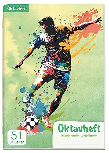 Schulstuff Oktavheft A6 [Fußballer] liniert | Schulmitteilungsbuch 64 Seiten | mit Stundenplan | nachhaltig & klimaneutral von Häfft