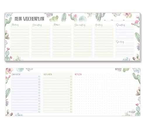 Wochenplaner ohne festes Datum [Kakteen] 50 Blatt | Tischkalender Block quer undatiert inkl. Terminplaner, Wochenziele, Habit-Tracker, To-Do-Liste, Einkaufsliste, Notizen | klimaneutral & nachhaltig von Häfft