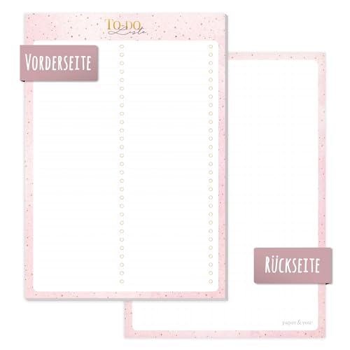 paper&you® A5 To-do Listen Block "Golden Dots" 50 Blatt inkl. Notizblock auf der Rückseite - nachhaltig & klimafreundlich von Häfft