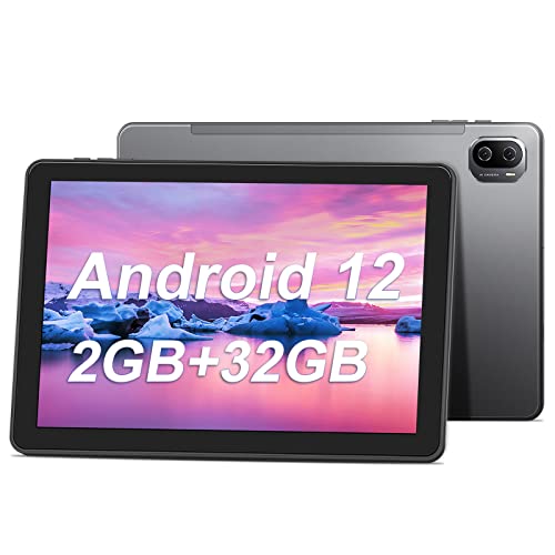 Haehne Tablet 10 Zoll Android 12, Tablet PC 2 GB RAM 32 GB ROM, 2022 Modell Quad-Core Processor, IPS 1280 x 800 FHD, 2 MP+5 MP Dual Kameras, Batterien 4500mAh, WiFi, Bluetooth, GPS, Type-C,Grau von Haehne