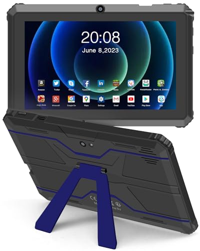 Haehne Tablet 7 Zoll, Android Tablet, mit Halterung, Kompatibel mit 256GB TF-Karte, Blau von Haehne