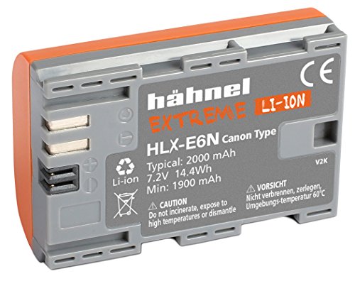 Hähnel 10001509 HLX-E6N Extreme Li-Ionen Akku für Canon 80D/XC10 (7,2 V, 2000 mAh) orange von Hähnel