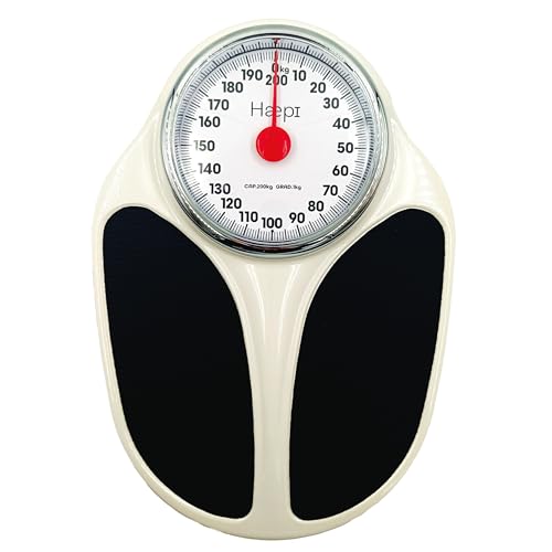 Haepi, Mechanische Personenwaage, Große Plattform & Display, gut lesbare Ziffern, Rutschfeste Oberfläche, Gut sichtbarer roter Zeiger, Maximale Kapazität von 200 kg, 15 Jahre Garantie. von Haepi