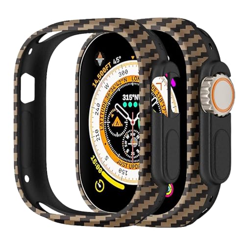 Schutzhülle kompatibel mit Apple Watch Ultra 49 mm, TPU und Aramidfaser, stoßfeste Schutzhülle mit Knopf, schlanke Stoßfänger-Schutzhülle für iWatch 49 mm (Schwarz und Gold) von Haflyer