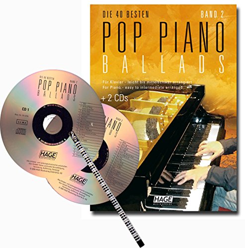 Hage DIE 40 BESTEN POP-Piano Ballads Band 2 – der unverzichtbare Begleiter für Festlichkeiten mit Zwei CDs und Klavier-Bleistift [Noten/Sheet Music] von Hage