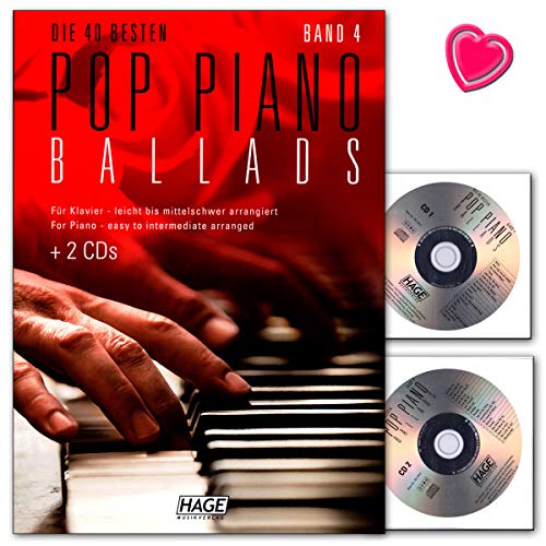 Pop Piano Ballads Band 4 - Songbook mit 2 CDs und bunter herzförmiger Notenklammer - Hage Verlag EH3959 4026929920645 von Hage