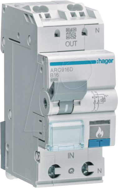 HAGER ARC916D - Schutzeinrichtung AFDD mit LS-Schalter 1P+N 6kA B-16 A 2M HAGER ARC916D - Schutzeinrichtung AFDD mit LS-Schalter 1P+N 6kA B-16 A 2M von Hager