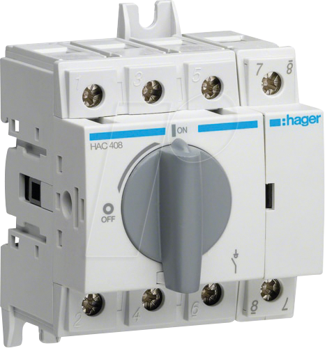 HAGER HAC408 - Lasttrennschalter 4polig 80A HAGER HAC408 - Lasttrennschalter 4polig 80A von Hager