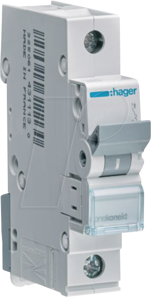HAGER MCN106 - Leitungsschutzschalter 1 polig 6kA C-Charakteristik 6 A 1 Modul von Hager