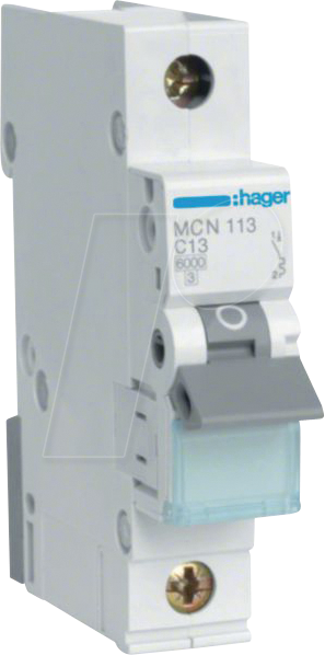 HAGER MCN113 - Leitungsschutzschalter 1 polig 6kA C-Charakteristik 13 A 1 Modul HAGER MCN113 - Leitungsschutzschalter 1 polig 6kA C-Charakteristik 13 A 1 Modul von Hager