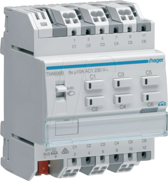 HAGER TXA606B - Schalt-/Jalousieaktor 6/3-fach KNX easy, 10A von Hager